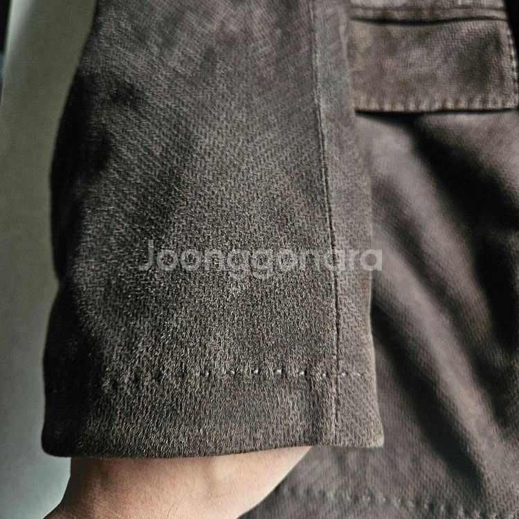 에르메네질도 제냐 / 스웨이드 가죽 헤링본 패턴 자켓--2