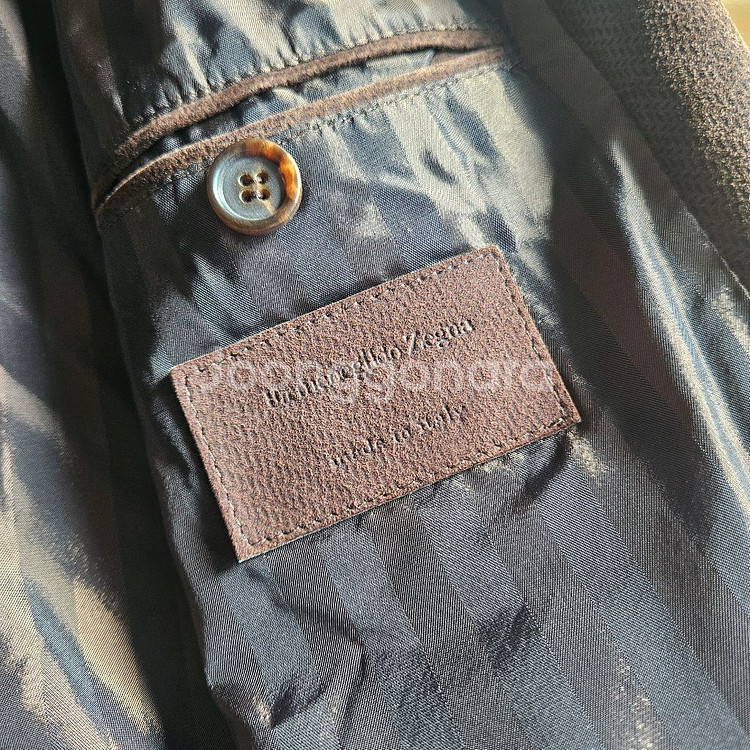 에르메네질도 제냐 / 스웨이드 가죽 헤링본 패턴 자켓--16