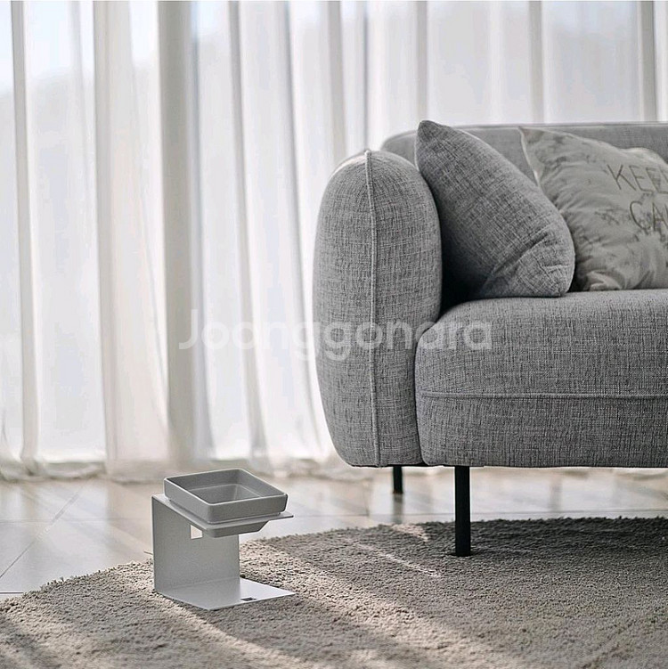 로이루미 도자기 세라믹 사각식기 1구(그레이)+철제 스틸 테이블--2