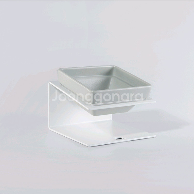 로이루미 도자기 세라믹 사각식기 1구(그레이)+철제 스틸 테이블--5