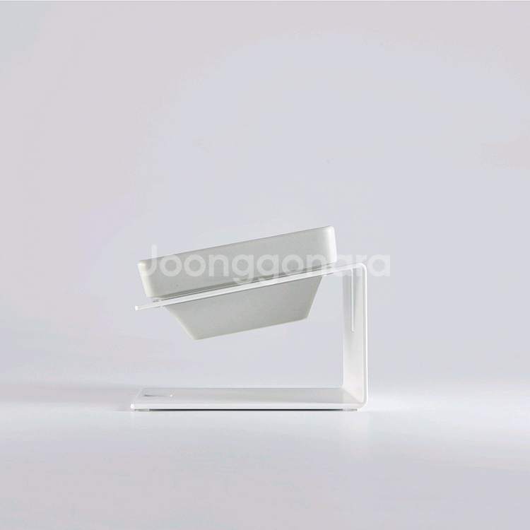 로이루미 도자기 세라믹 사각식기 1구(그레이)+철제 스틸 테이블--6