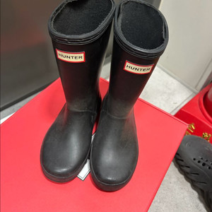 헌터 키즈 레인부츠 블랙/옐로우