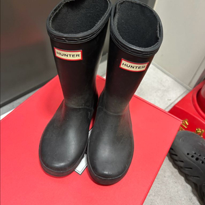 헌터 키즈 레인부츠 블랙/옐로우