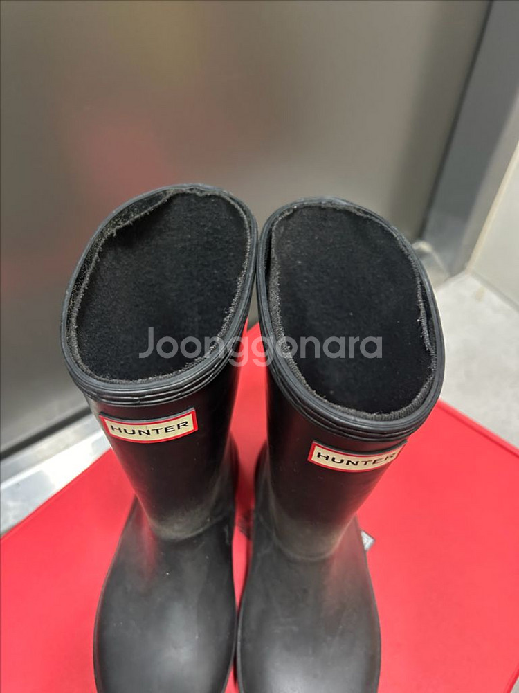 헌터 키즈 레인부츠 블랙/옐로우--2