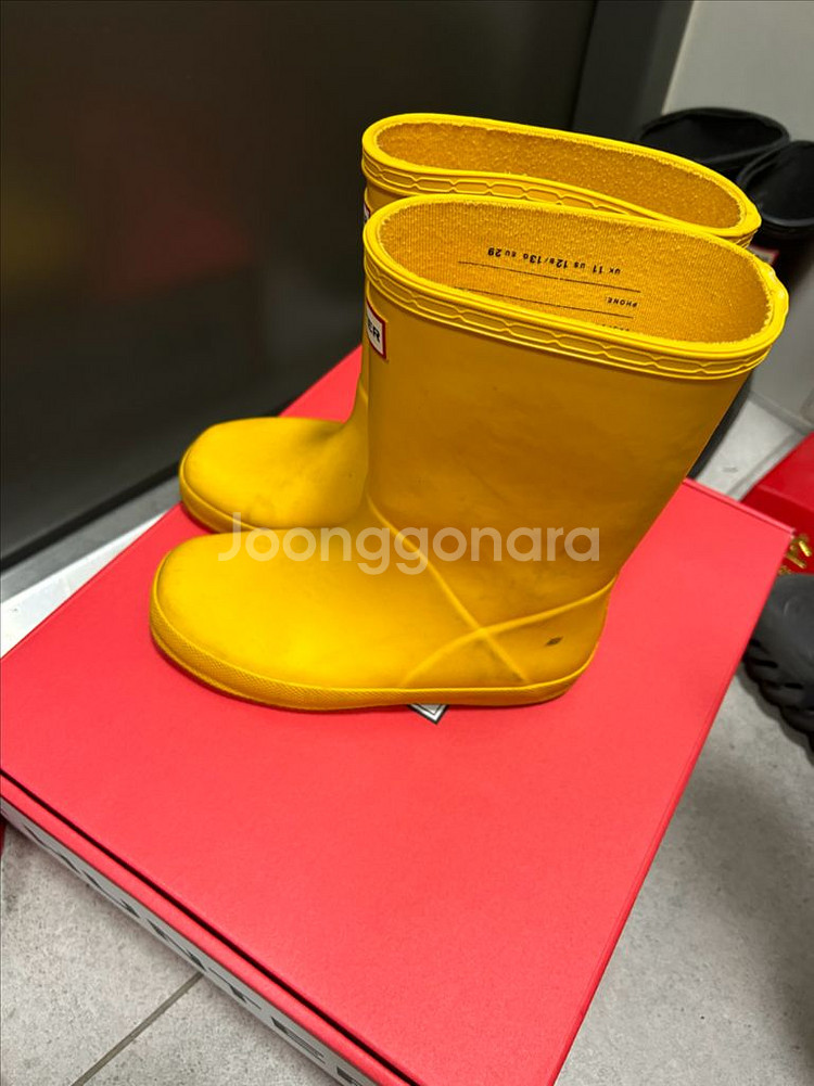 헌터 키즈 레인부츠 블랙/옐로우--4