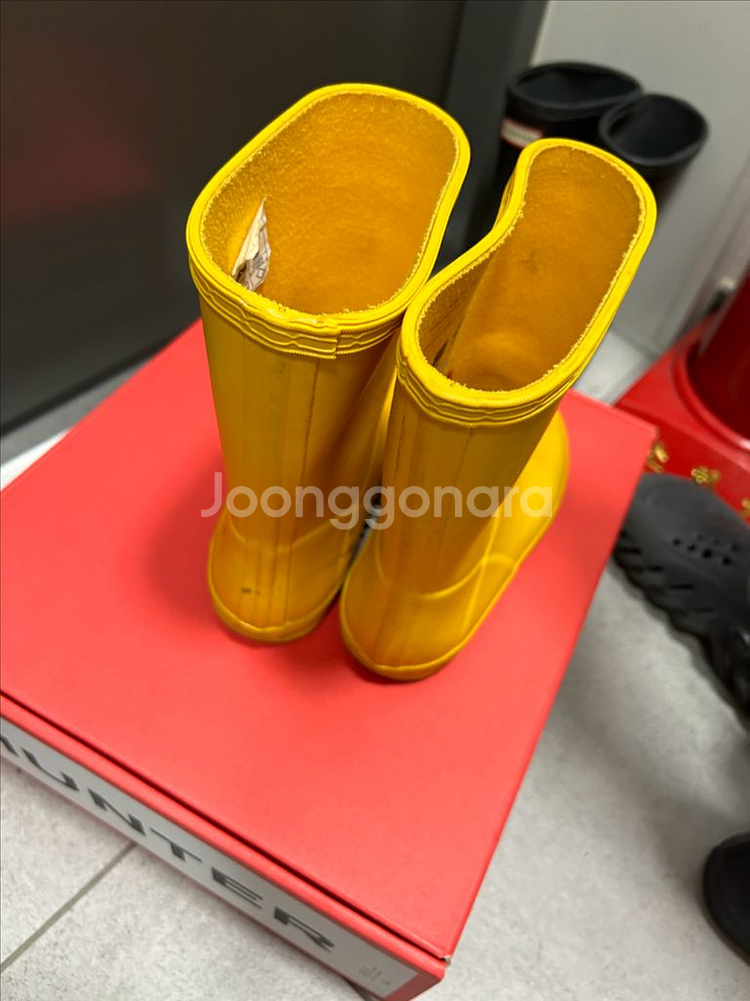 헌터 키즈 레인부츠 블랙/옐로우--5