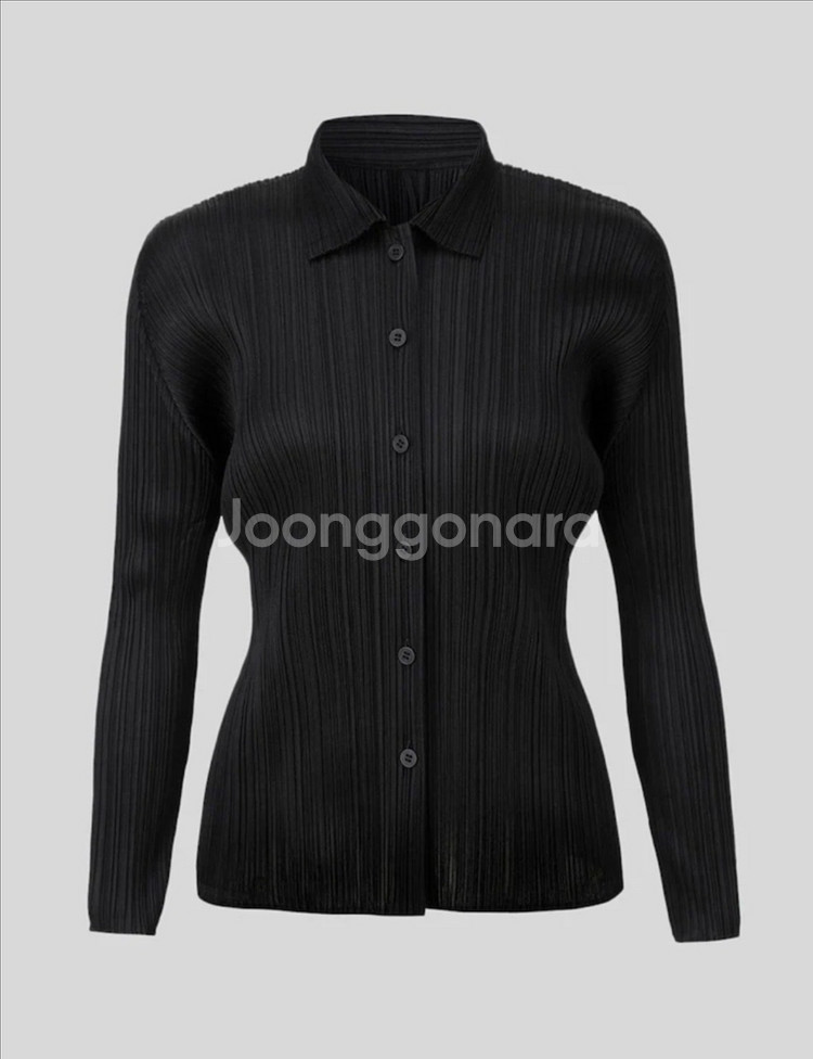 플리츠플리즈 베이직셔츠 블랙 3 새상품--0