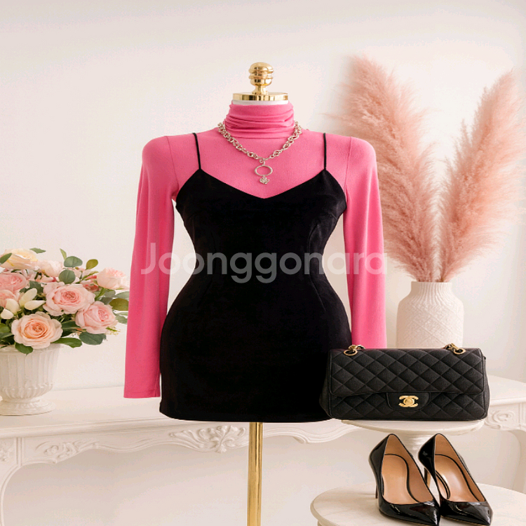 뷔스티에 레이어드 미니 원피스ㅡ무배--1