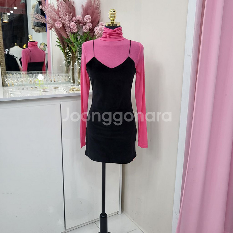 뷔스티에 레이어드 미니 원피스ㅡ무배--2