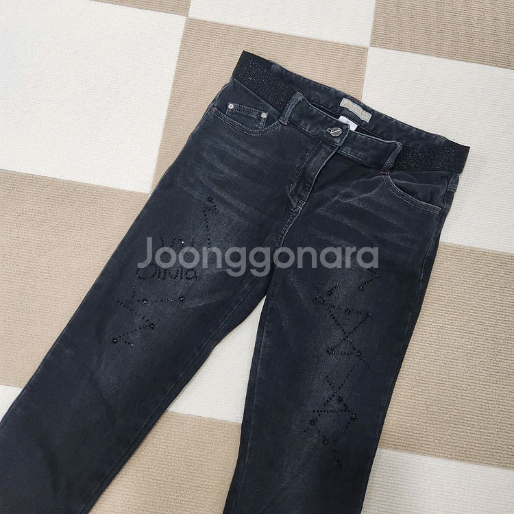 블랙 데님 기모바지 30인치--0