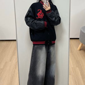 스컬프터 SCULPTOR 울 모노그램 블랙 바시티 자켓