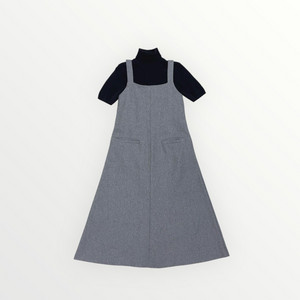 리플레르 울 혼방 슬리브리스 원피스