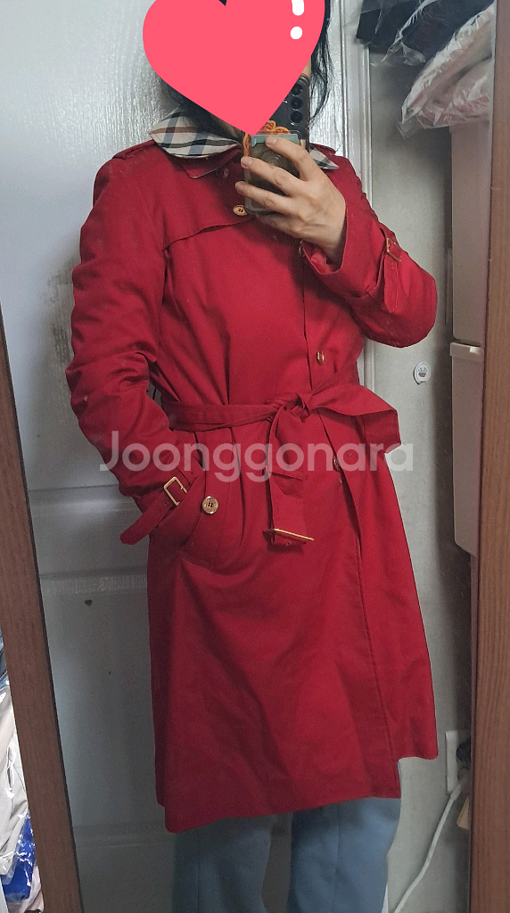 닥스 여성 레드 트렌치 코트 55~66--9