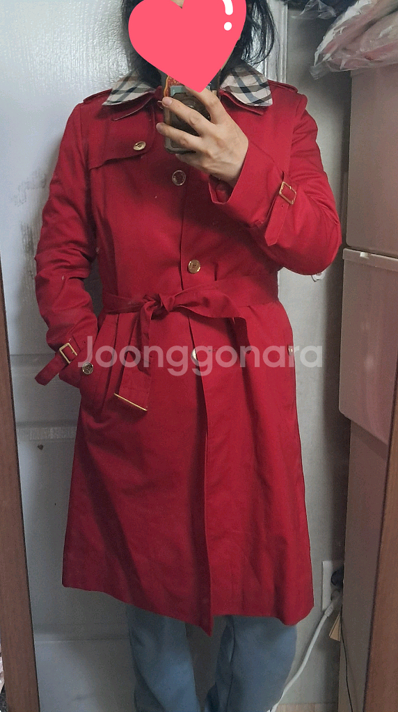 닥스 여성 레드 트렌치 코트 55~66--8
