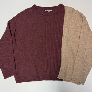 여성 써스데이아일랜드 컬러 블록 풀오버 라운드넥 니트