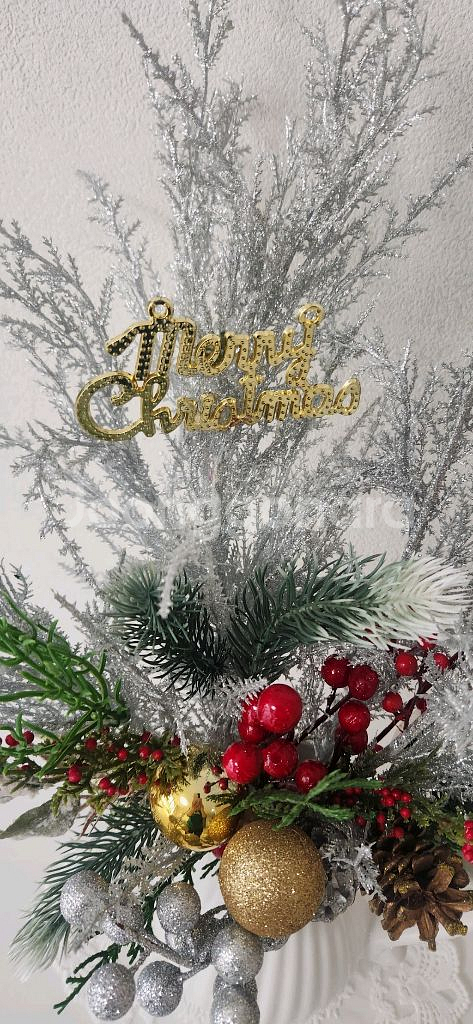 새상품)풍성한 크리스마스 조화 저그도자기 화병--5