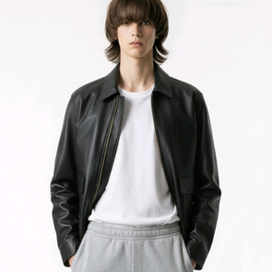 레더 가죽 점퍼 레자 오버핏 남성 여성 L 상태 양호 자켓