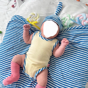 오뉴데이 롤리팝시리즈 나시수트 꼭지모자 신생아 딸꾹질모자 비니 블루독 바디수트