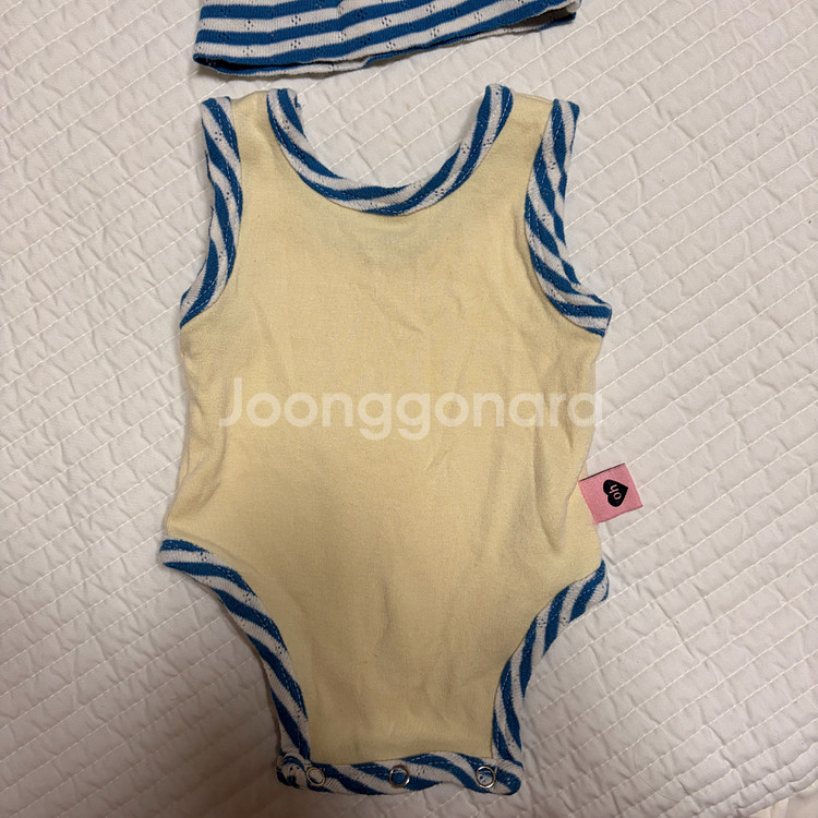 오뉴데이 롤리팝시리즈 나시수트 꼭지모자 신생아 딸꾹질모자 비니 블루독 바디수트--5