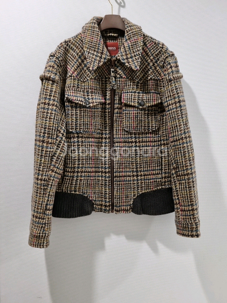 휴고보스 체크 패턴 봄버 자켓--2