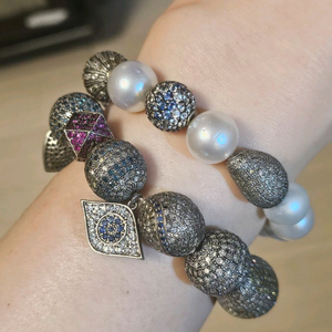 다이아몬드 진주 유색보석 팔찌