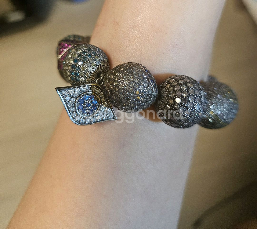 다이아몬드 진주 유색보석 팔찌--4