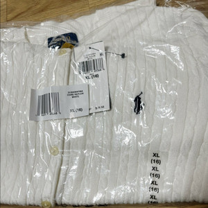 폴로 랄프로렌 케이블 니트 가디건 걸즈 엑스라지. 화이트