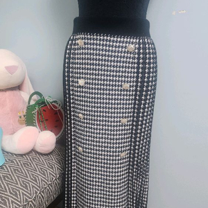 플리츠플리즈 하운드투스 롱 스커트