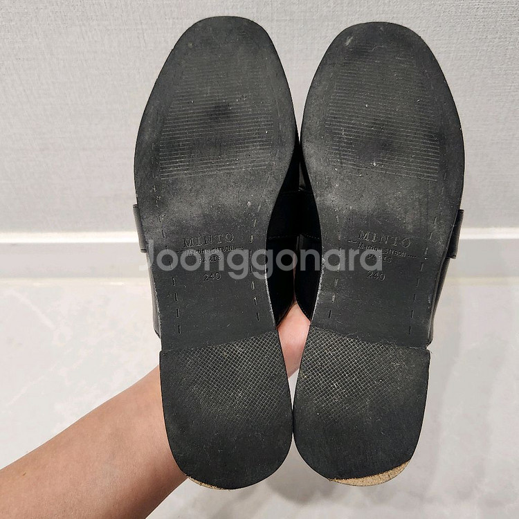 가죽 뮬 240 블랙 체인 슬리퍼/ 거의 새거--5