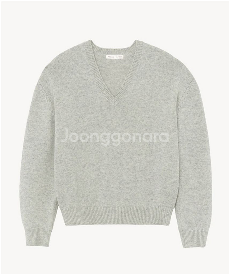 문달 딥브이넥 니트 멜란지그레이 S--1