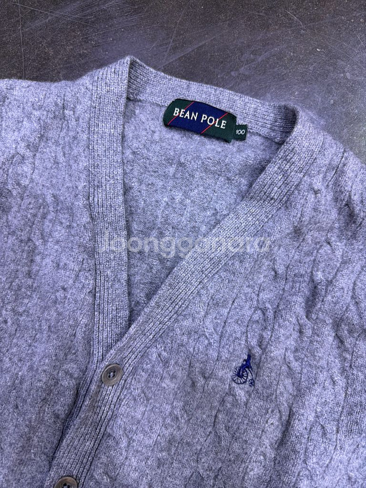빈폴 케이블 꽈배기 울 니트 가디건 그레이 100--2