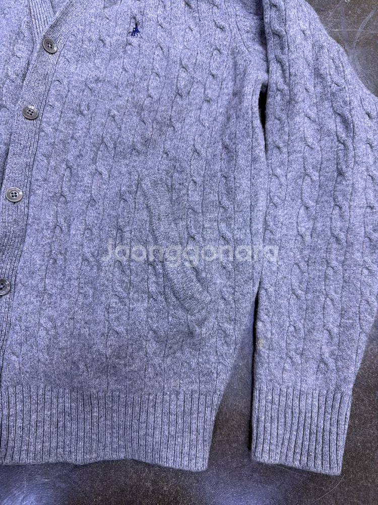 빈폴 케이블 꽈배기 울 니트 가디건 그레이 100--4