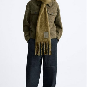 자라 부클레 텍스처 트러커 자켓 올리브 L