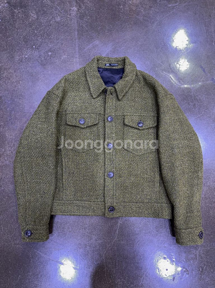 자라 부클레 텍스처 트러커 자켓 올리브 L--2