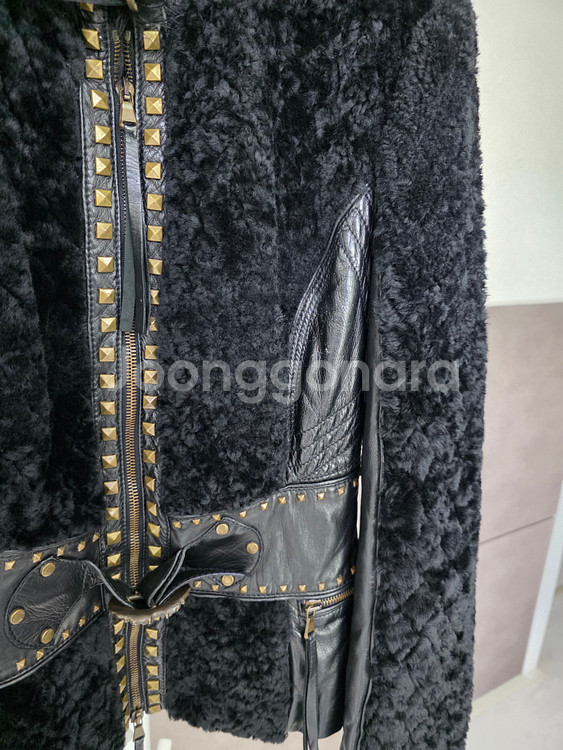 이태리 로베르토 까발리 폭스퍼 가죽 자켓 40사이즈--3