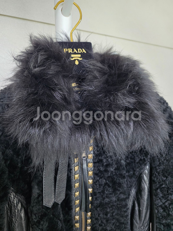 이태리 로베르토 까발리 폭스퍼 가죽 자켓 40사이즈--1