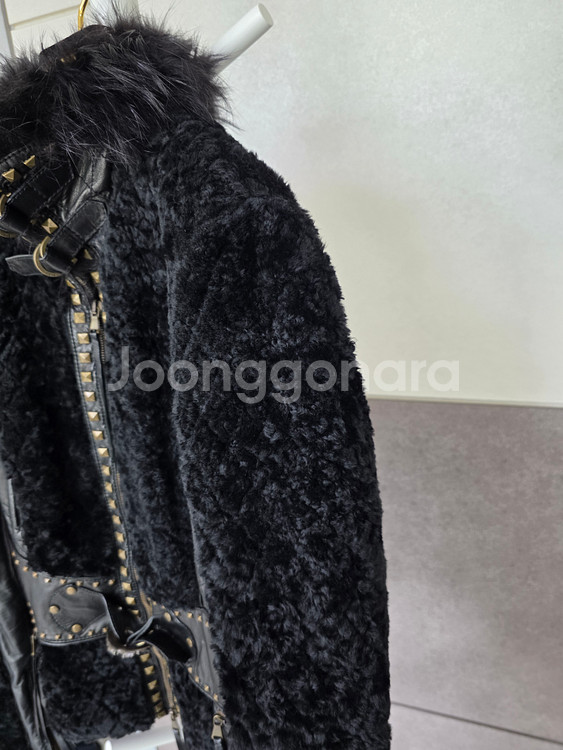 이태리 로베르토 까발리 폭스퍼 가죽 자켓 40사이즈--4