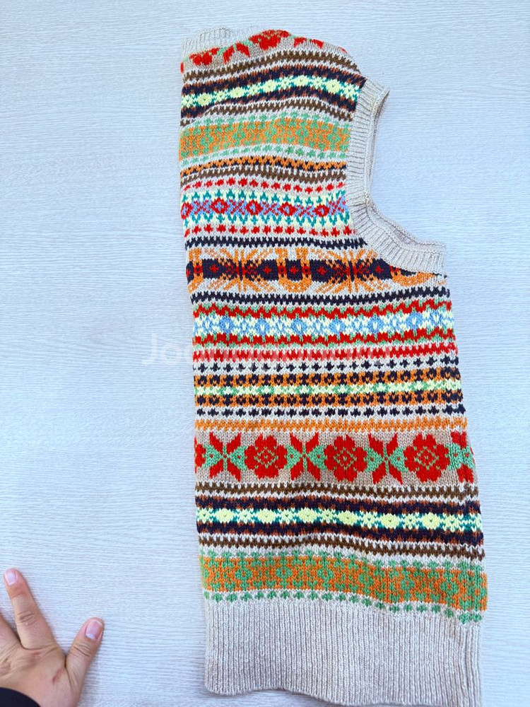 폴로 랄프로렌 남성 실크 캐시미어 혼방 페어아일 패턴 브이넥 조끼 베스트 니트 스웨터--4