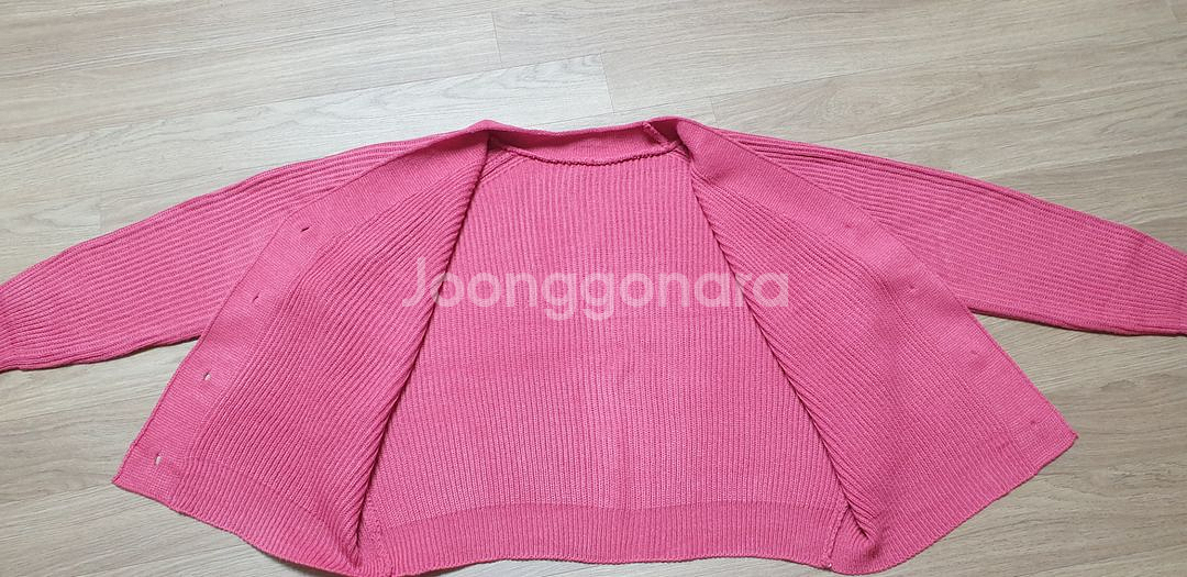 여성 브이넥 니트 가디건 오버핏 진핑크--9