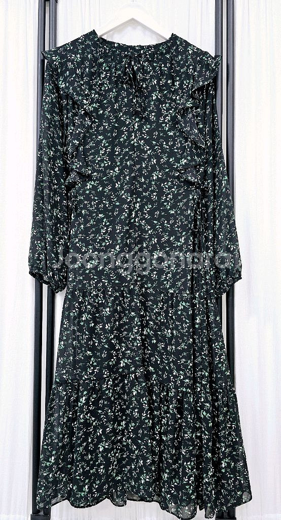 프릴 쉬폰 롱원피스 리본 플라워 원피스--0