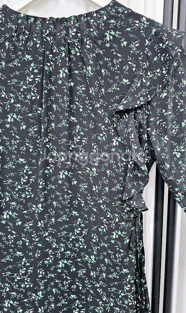 프릴 쉬폰 롱원피스 리본 플라워 원피스--5