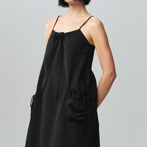 KIJUN 셔링 포켓 미니 원피스 블랙