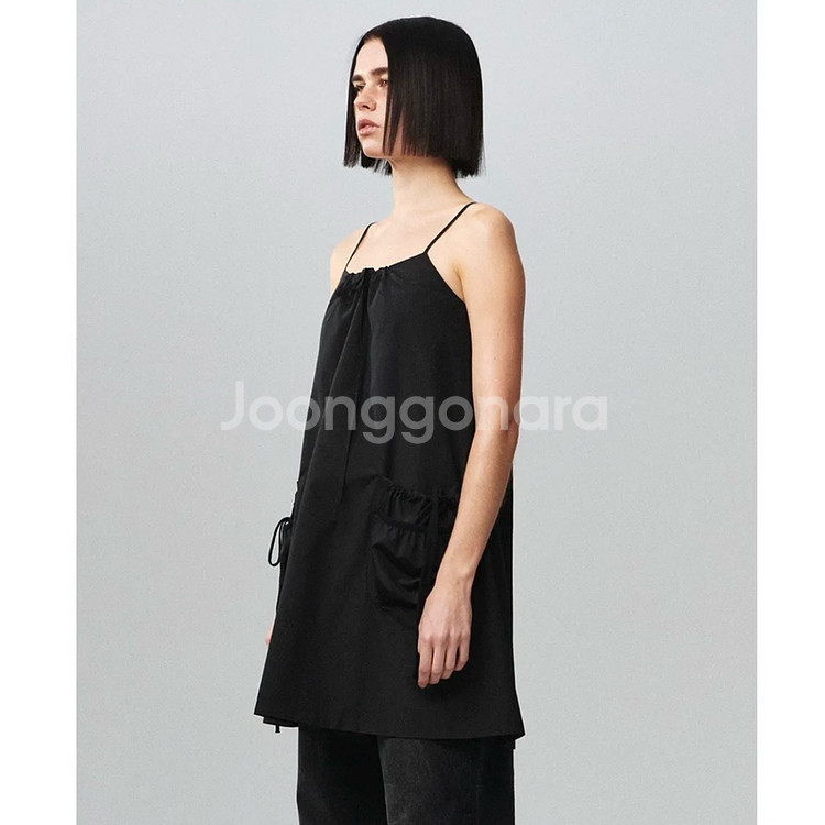 KIJUN 셔링 포켓 미니 원피스 블랙--1