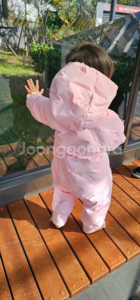 여아 아가방 오리털 덕다운 무봉제 패딩 우주복 80호--0