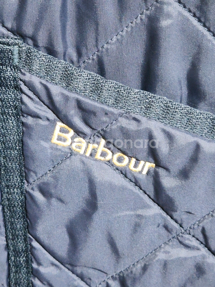 (L) 바버 퀼팅자켓 네이비 누빔점퍼 코듀로이 카라넥--3