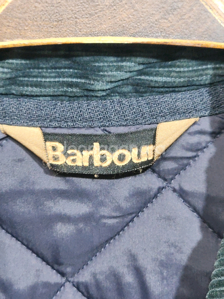 (L) 바버 퀼팅자켓 네이비 누빔점퍼 코듀로이 카라넥--2