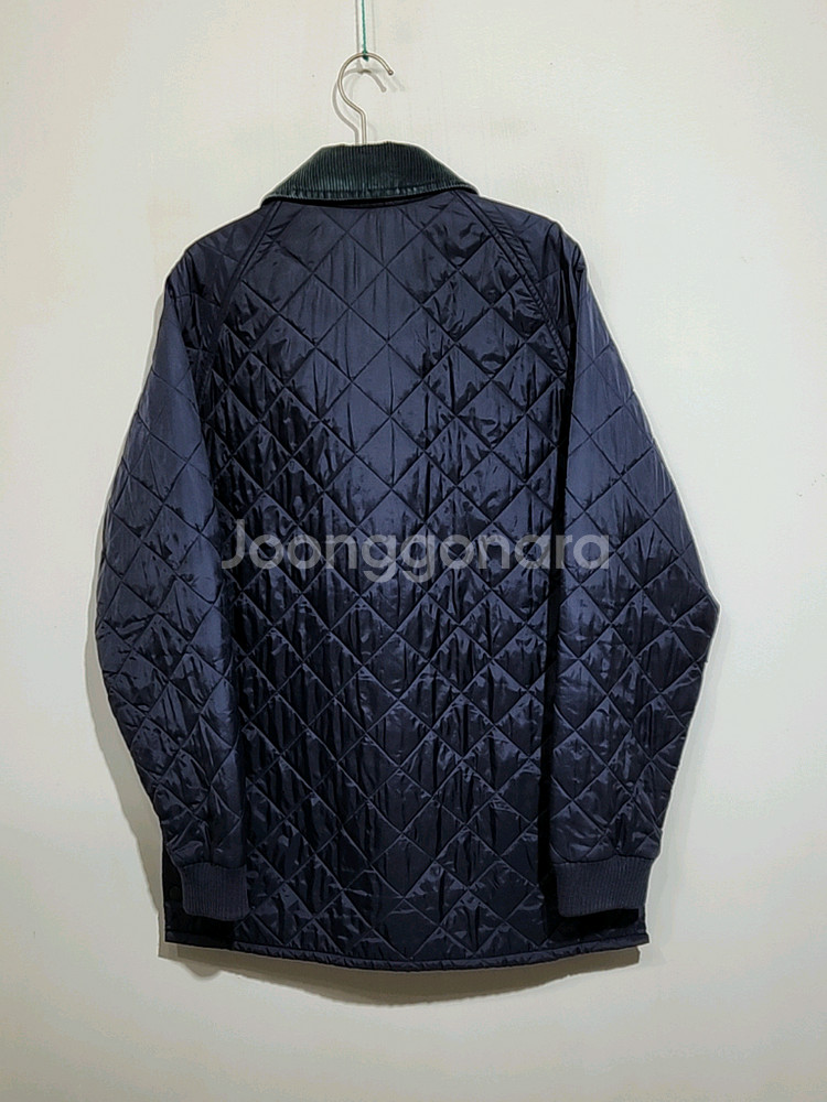 (L) 바버 퀼팅자켓 네이비 누빔점퍼 코듀로이 카라넥--5