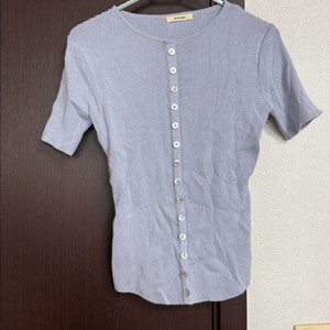 버튼 반팔 니트 퍼플