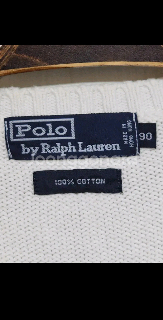 (95) 랄프로렌 폴로 니트조끼 화이트 로고 베스트 브이넥--2