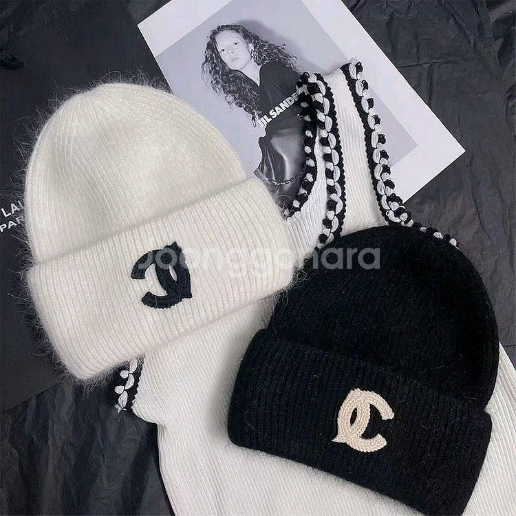 CC 로고 니트 비니 모자--0